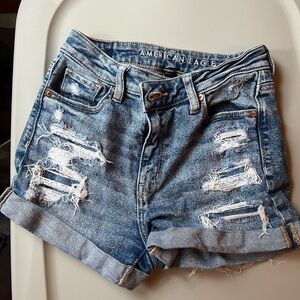 American Eagle Outfitters Blue Distressed Denim Shorts